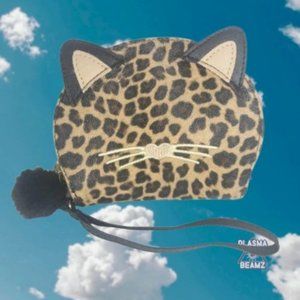 Leopard Print Kitty Wristlet Brown & Black